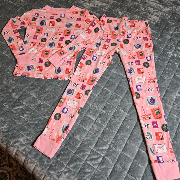 Old Navy Kids Christmas Pajama Set Large 100% Cotton - Picture 1 of 6